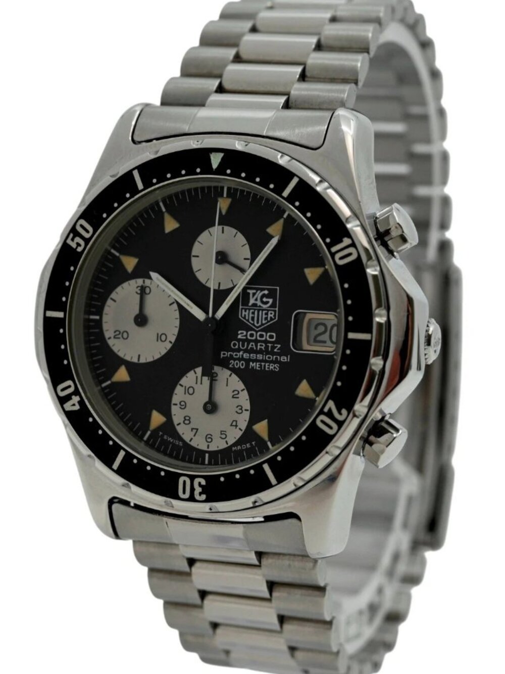 Tag Heuer 37mm Men's 2000 Series Chronograph Black Dial Watch! Ref: 273.206!